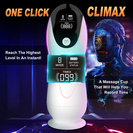 HeartCaptor Male Masturbator Cup with LCD Display, 8 Frequency Settings, TPE Vacuum Stroker