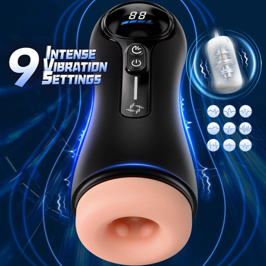 HeartCaptor Male Personal Massager with 4 Suction & 9 Vibration Modes LED Display Rechargeable