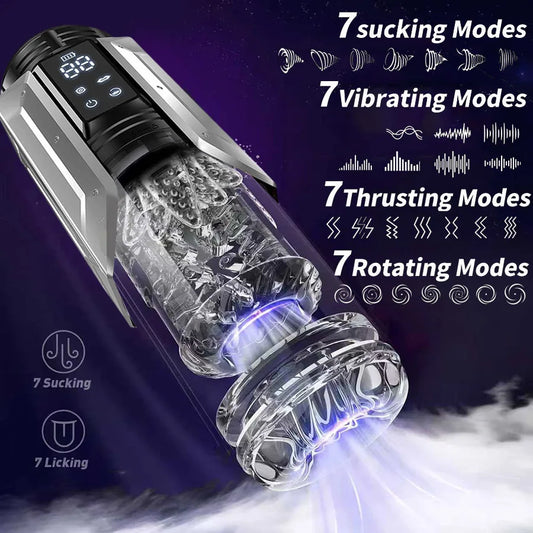 HeartCaptor Automatic Male Masturbator Cup 7 Modes Thrusting Rotating Sucking Electric Stroker Waterproof Rechargeable