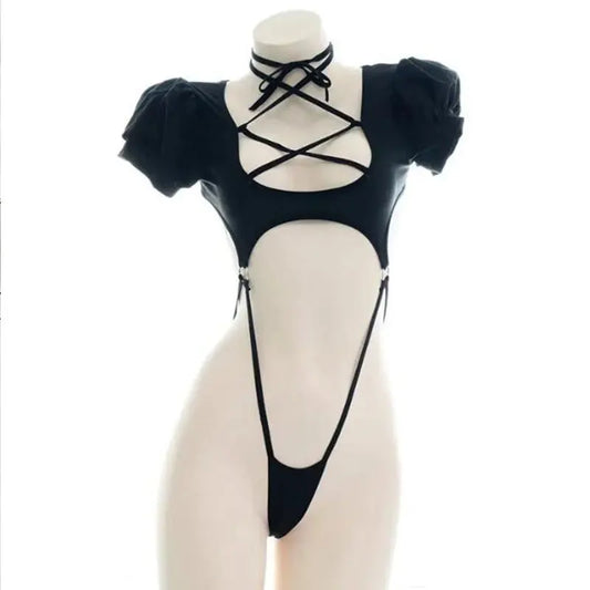 HeartCaptor Women Lingerie Set Backless Strap Bandage Bra Brief Solid Color