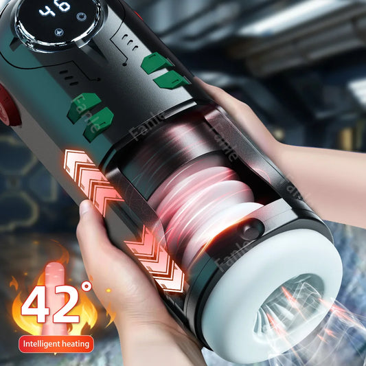 HeartCaptor Automatic Male Masturbator with 9 Thrusting & Vibration Modes USB-C Heating LED Screen Silicone Sleeve Adult Toy