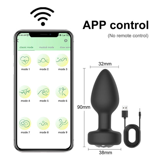 Advanced Silicone Anal Plug with 10 Vibration Modes - APP & Remote Control for Couples