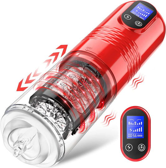 Innovative Telescoping LCD Masturbator with 10 Vibration Modes