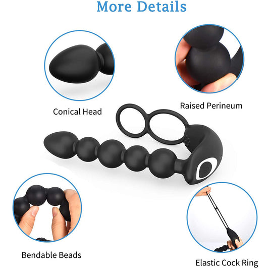 Rechargeable Prostate Massager with Penis Ring for Intimate Pleasure