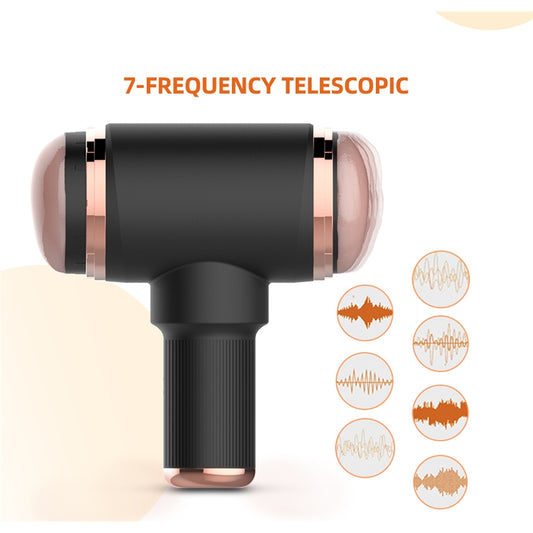 7-Frequency Telescopic Dual-Channel Masturbator Cup