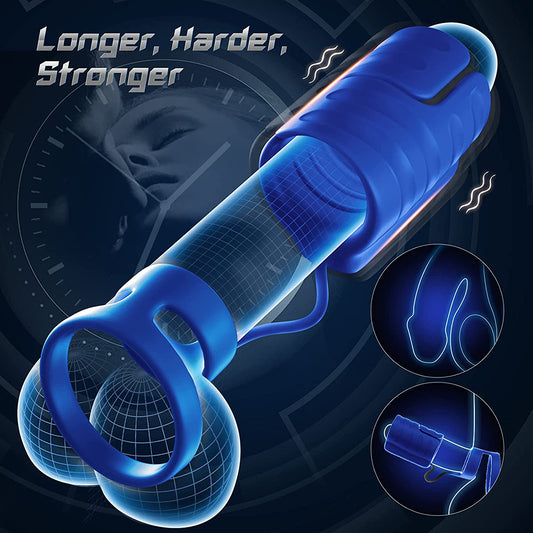 Enhanced Pleasure with App-Controlled Penis Sleeve and Double Rings