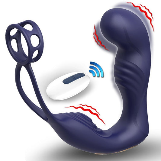 Advanced Prostate Stimulator with Dual Penis Ring for Enhanced Pleasure