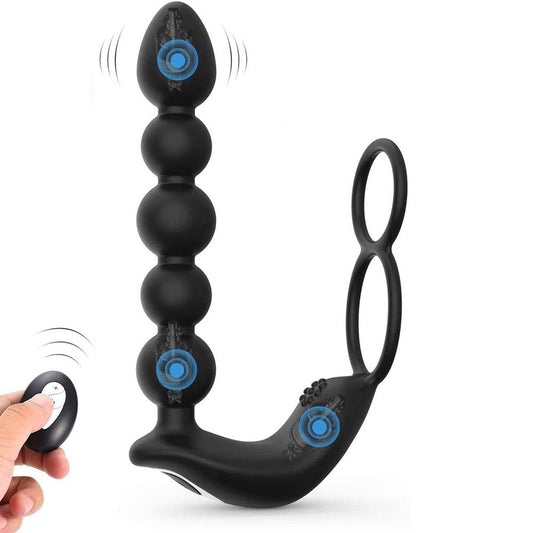 Rechargeable Prostate Massager with Penis Ring for Intimate Pleasure