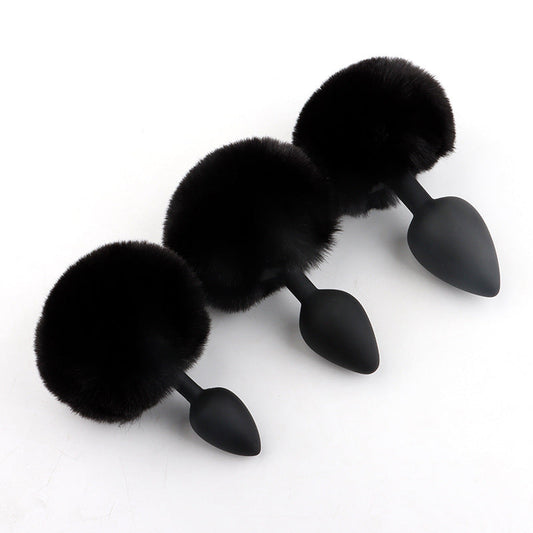 Silky Pure Love Fluffy Bunny Tail Set, Silicone Anal Toys (3 Pieces)