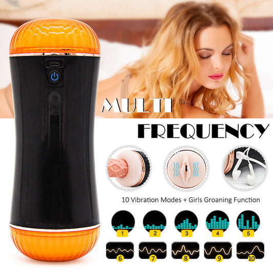 Hands-Free Dual-Function Male Masturbator with 10 Vibration Modes
