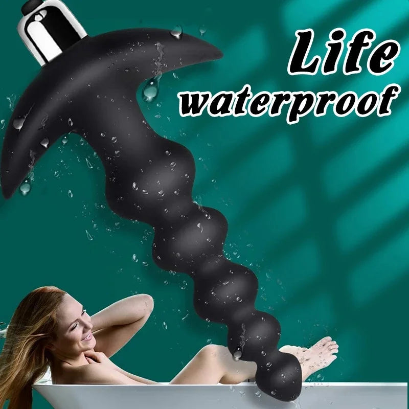 Silicone Vibrating Anal Beads Butt Plug - HeartCaptor