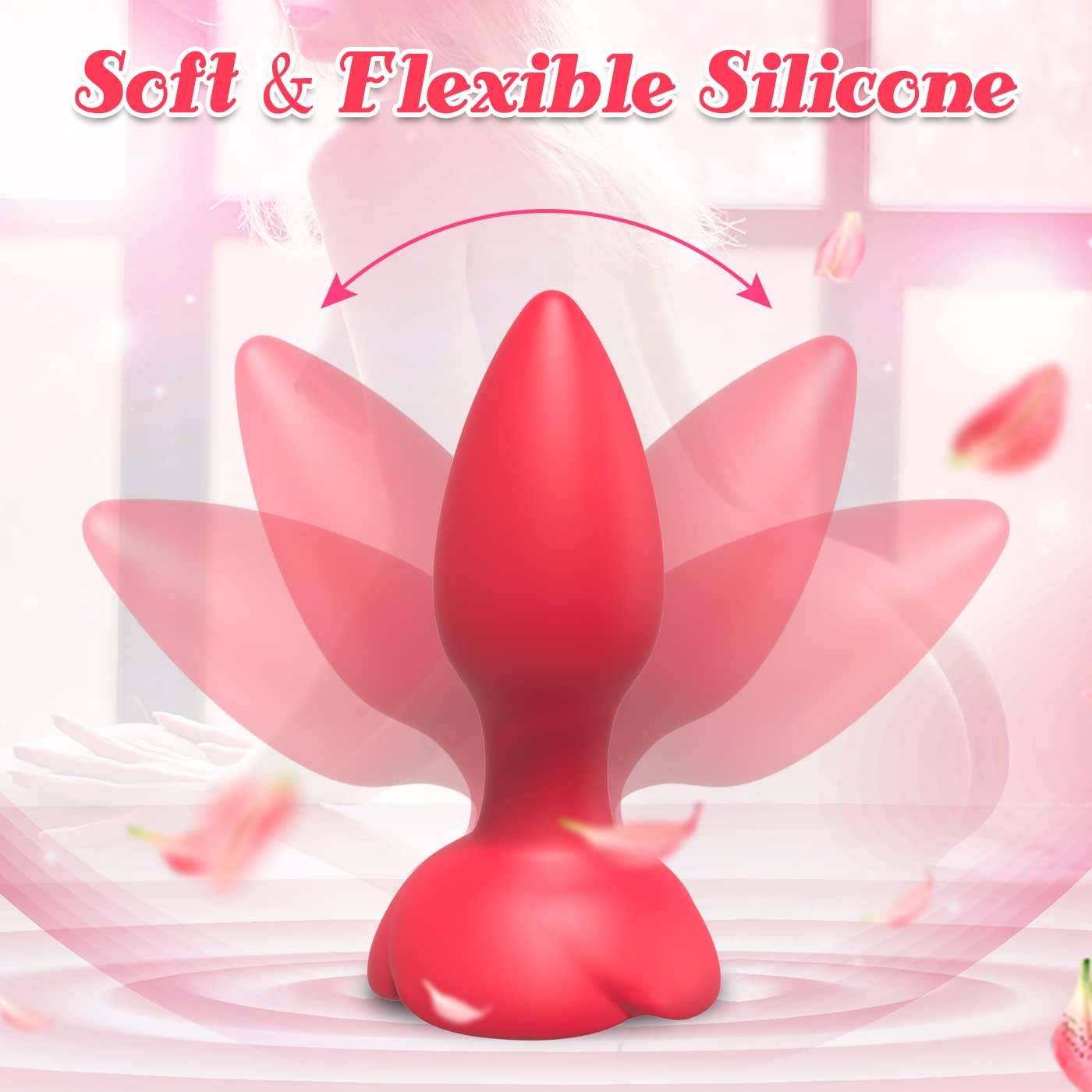 Silicone Rose Butt Plug with Remote Control Vibrator - HeartCaptor