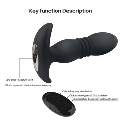 Silicone Remote Control Vibrating & Thrusting Anal Plug - HeartCaptor